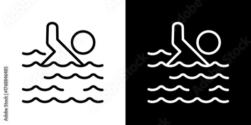 Swimming  Icon Set. Clean Line Design With Light And Dark Versions For Versatile Use. 