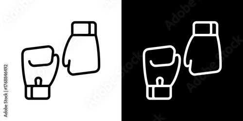 Boxing Glove  Icon Set. Clean Line Design With Light And Dark Versions For Versatile Use. 