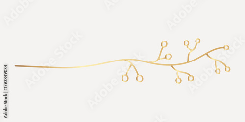 Elegant gold branch design, hand drawn vector