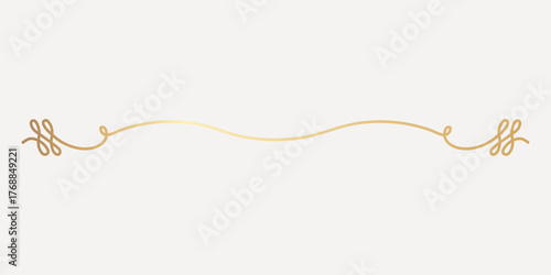 Elegant gold decorative line, hand drawn vector