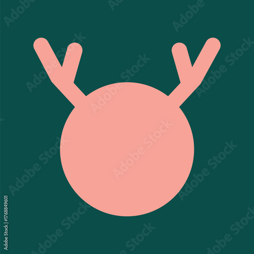 Dull pink reindeer Christmas flat illustration vector
