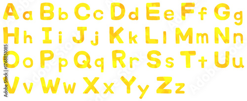 アルファベットセット 黄色 ベクター素材