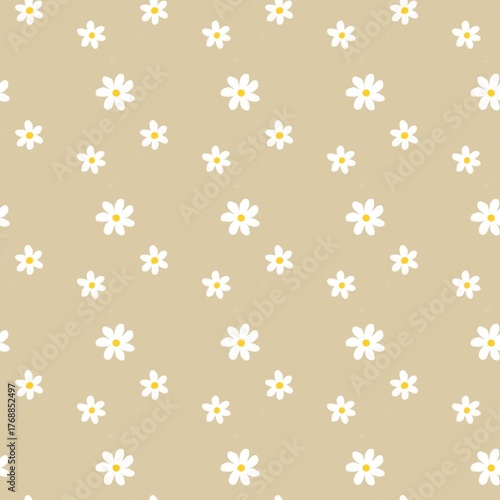 Seamless Beige Daisy Floral Pattern