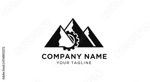 Industrial Engineering Logo with Mountain Range and Gear Symbol.