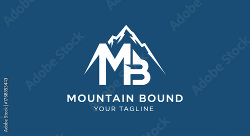 Mountain Bound Logo Design with MB Initials and Mountain Peak.