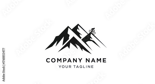 Mountain Biking Adventure Logo Design.