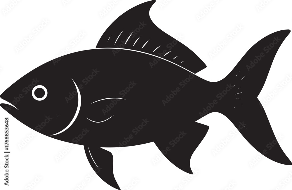 Obraz premium Underwater Fish Silhouette Vector Illustration