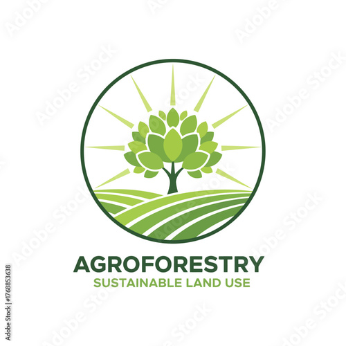 Sustainable land-use system combining trees, crops, and environment for balanced productivity.