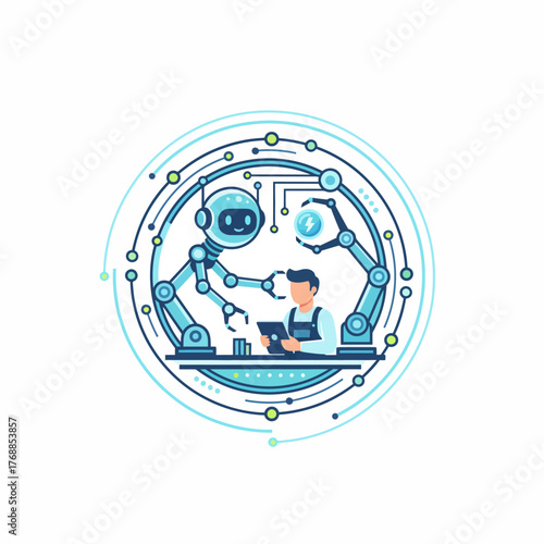 Futuristic blue robot head symbolizing artificial intelligence, innovation, and modern technology.