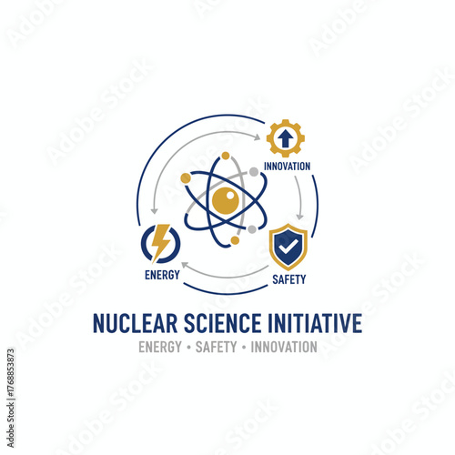 innovative symbol of nuclear science initiative combining energy, research, and safe technology.