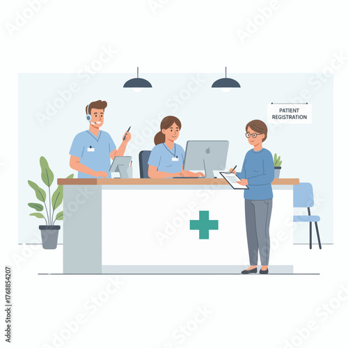symbolizing patient registration with healthcare connection and trust.