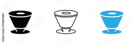 Modern three coffee dripper icon for cafe design needs,Espresso machines, kettles, grinders, coffee presses, drippers, pots, tea cups, etc.
