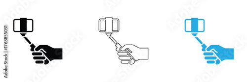 selfie stick vector and outline icon. Linear vector from entertainment concept. Thin line selfie stick icon isolated on white background,Ready to capture memories with a phone selfie stick.editable st