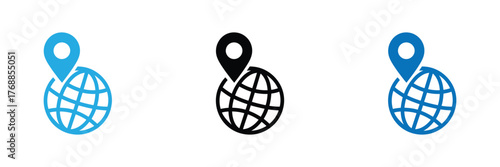 Globe, World Map, Location Pin,Earth Location, GPS World, Planet Icon, Travel Globe, International Map, Globe Vector Icon,Global connection points modern network icon set graphic.editable stroke