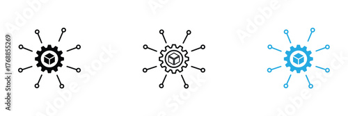 Atom cube icon. Molecule cube structure icon. Vector illustration.Modern gear and cube network icon for technology and innovation,editable stroke
