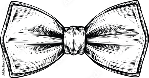 Black and white sketch of a bow tie engraving art design