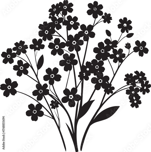  Elegant Forget Me Not Silhouette Vector Illustration