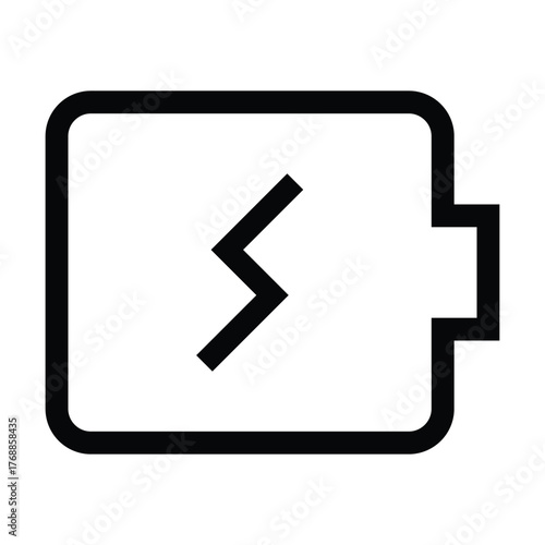 Outline charging battery icon for power and energy recharge status.