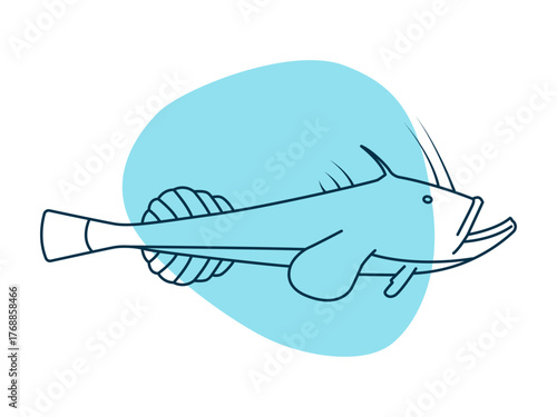Monkfish icon. Deep sea icon. Simple vector in modern thin line style. Vector illustration.