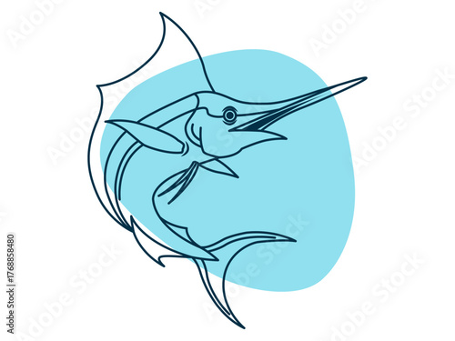 Marlin fish icon. Deep sea icon. Simple vector in modern thin line style. Vector illustration.