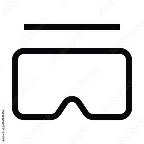 Outline VR headset icon for virtual reality and immersive experience.