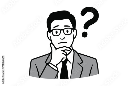 Confused businessman with question mark over his head illustration concept