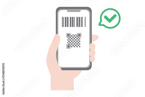 ORとバーコードの決済を利用するスマホと手