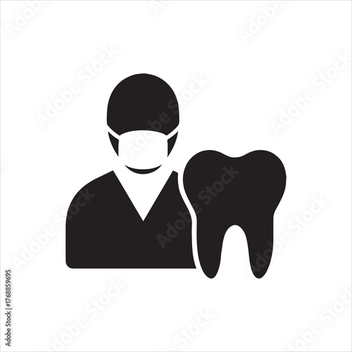 Dentist icon with mask and tooth symbol for dental clinic services and oral hygiene promotion representing professional healthcare