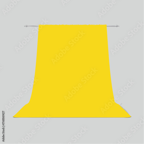 Cartoon bathroom element yellow color towel bath time in flat style vector illustration mockup for
4