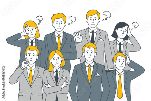 Group of stressed business people facing challenges and feeling the pressure