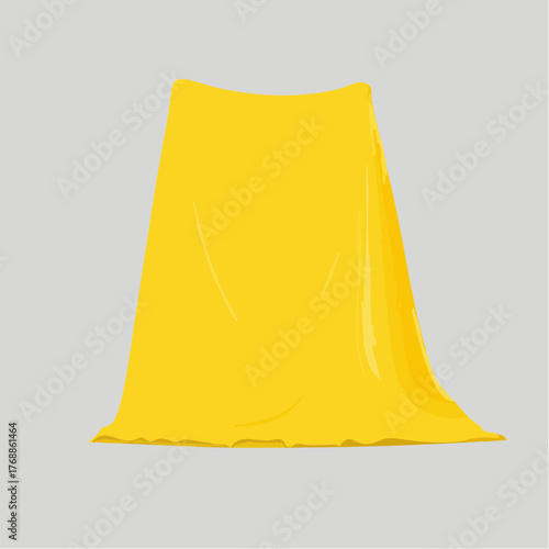 Cartoon bathroom element yellow color towel bath time in flat style vector illustration mockup for
2