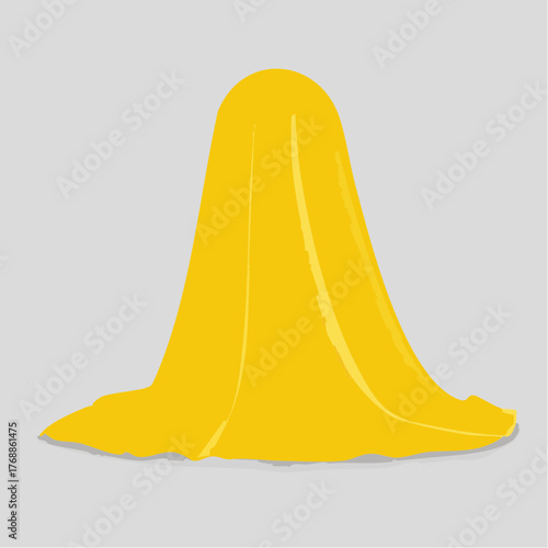 Cartoon bathroom element yellow color towel bath time in flat style vector illustration mockup for
1