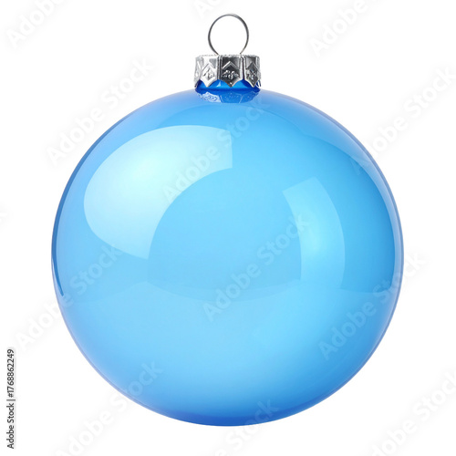 PNG Azure Orb of Festivity: A luminous, azure glass ornament, gleaming with a festive aura, embodies the holiday spirit. Capturing the essence of winter wonder.