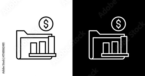 Investment Portfolio White Icon Set Design