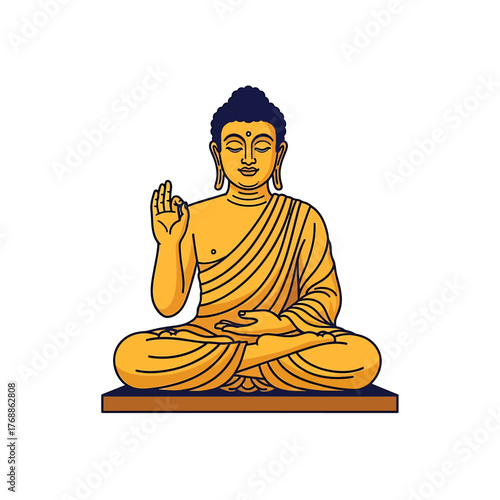 A serene illustration of Buddha in a meditative pose, radiating peace and enlightenment.