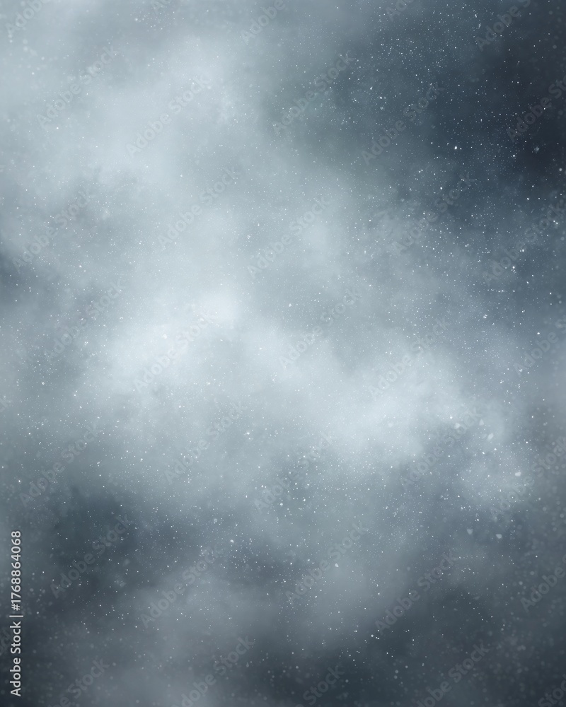 Obraz premium Abstract icy cosmic nebula background with white glowing stardust and cloudy texture