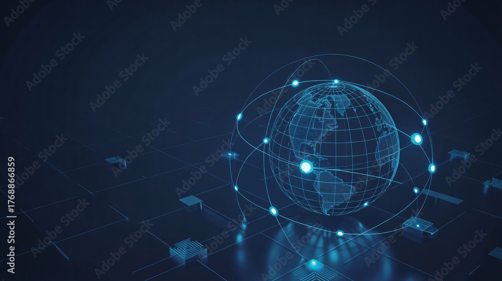Obraz premium Global network connection and digital data flow