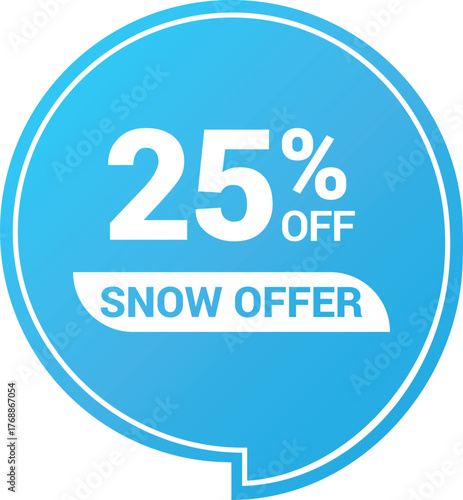 Winter sale tag badge. 25% off discount promotional sale sticker, price tag, badge. Winter sale sticker isolated vector illustration