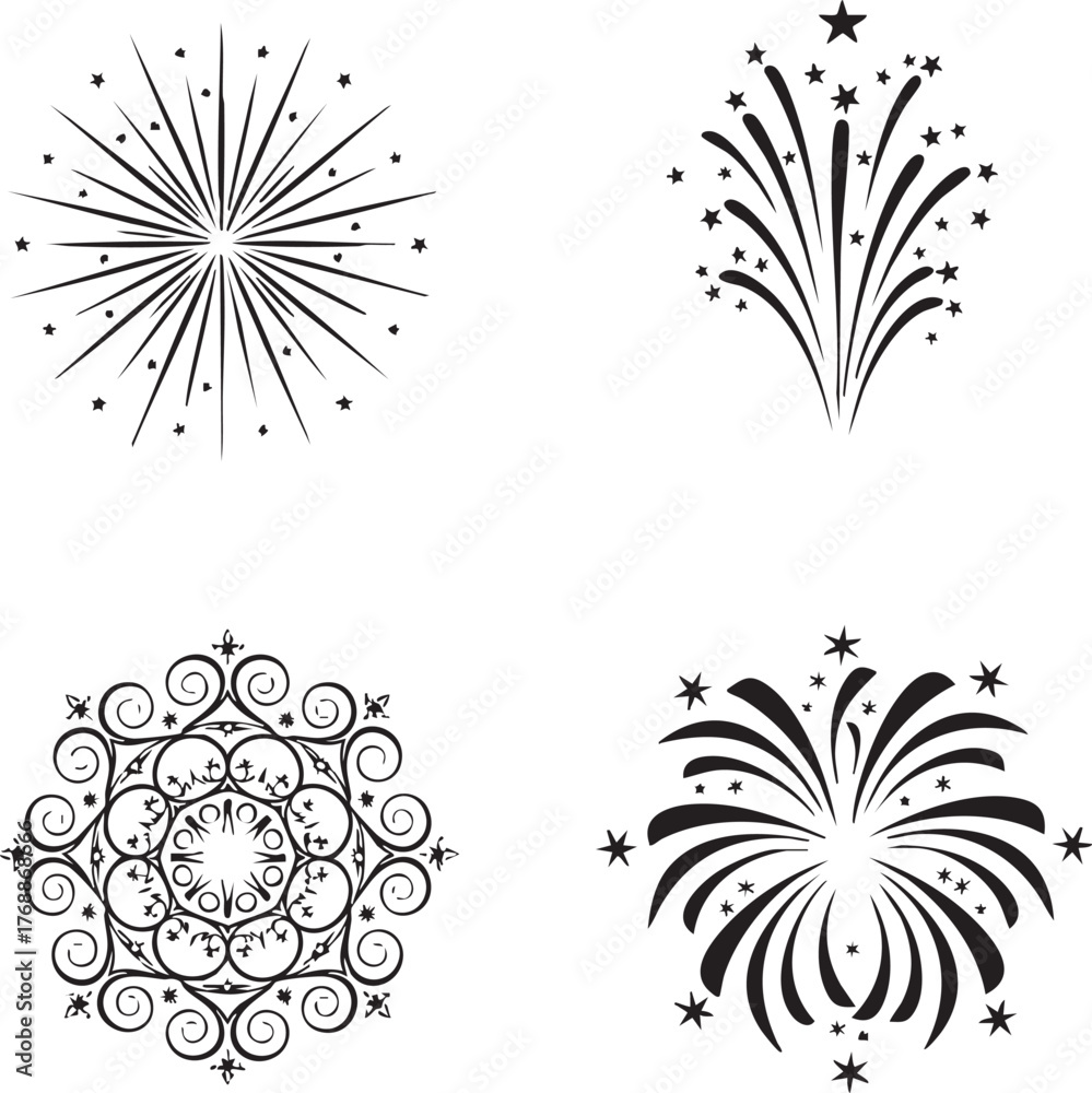 Fototapeta premium Abstract Black Radial Burst Vector Shapes