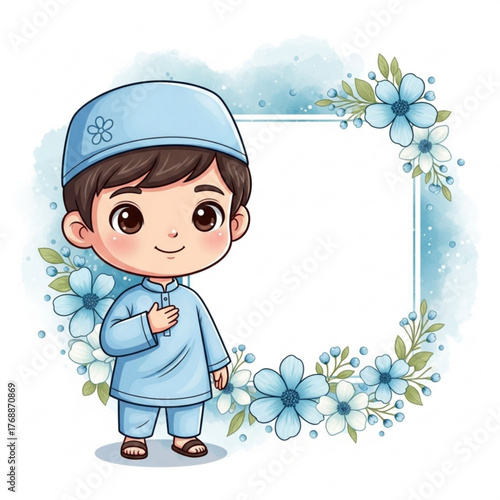 little boy with a banner