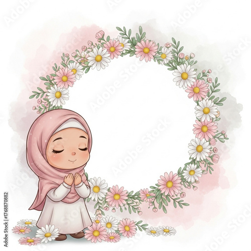 little girl with flowers