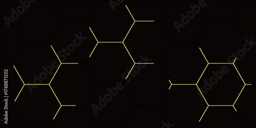 Digital vector illustration of a soccer ball on a green field with a geometric hexagon pattern and honeycomb texture backdrop