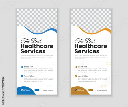 Modern roll-up banner, rack card, and DL flyer design template