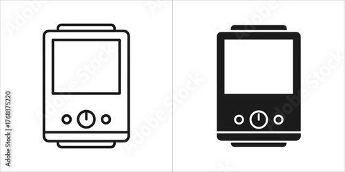 Two water heater icons, one outline and one solid black