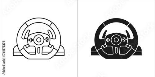 Gaming steering wheel with buttons and pedals