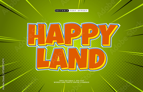 editable happy land text effect for kids title design