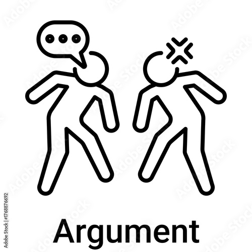 Argument Icon in Outline Color Style. People fighting, conflict, and misunderstanding symbol. Disagreement concept.