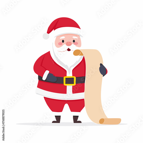 Cartoon Santa Claus Reading Naughty or Nice List