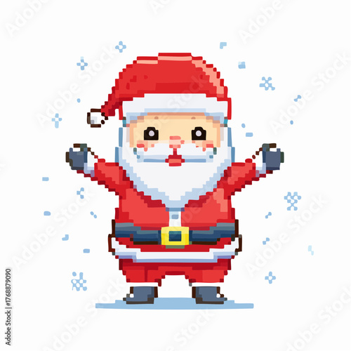 Cute Pixel Art Santa Claus with Open Arms
