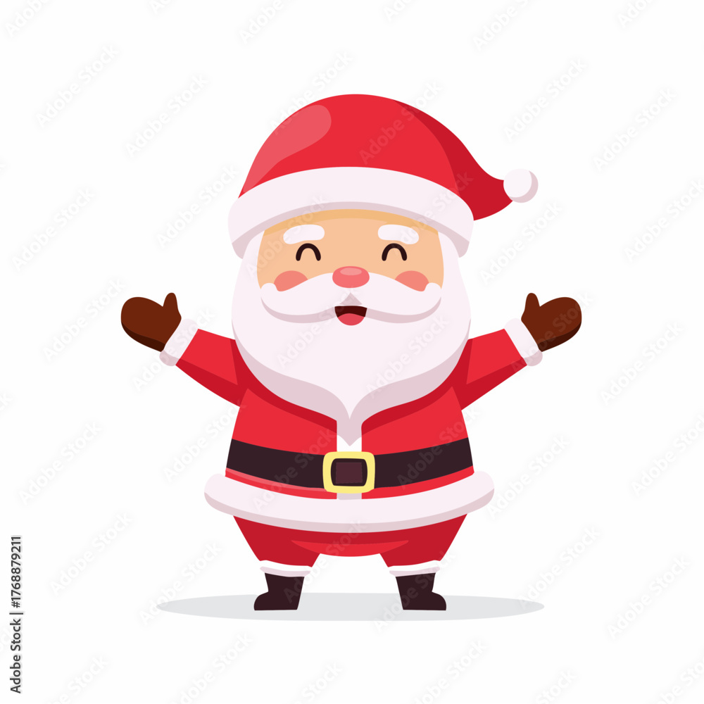 Obraz premium Cute Chibi Santa Claus Welcoming Pose Vector Illustration